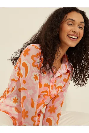 NA-KD X Melissa Bentsen Floral Printed Casual Shirt