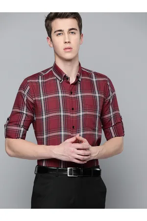 DENNISON Men Smart Slim Fit Tartan Checks Formal Shirt