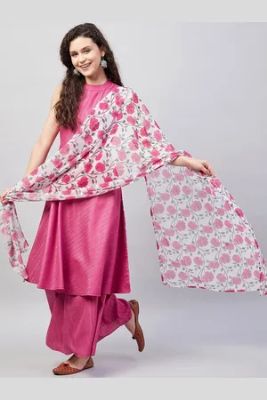 InWeave Striped Round Neck Anarkali Kurta with Palazzos & Dupatta