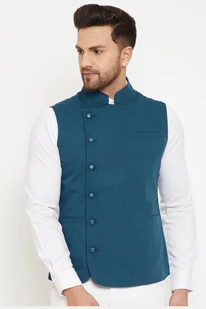 Hypernation Men Woven Pure Cotton Nehru Jackets