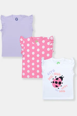 YK Infants Girls Pack Of 3 Printed Cotton T-shirt