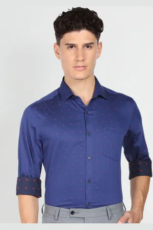 Arrow Long Sleeves Patch Pocket Slim Fit Micro Ditsy Printed Cotton Formal Shirt