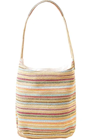 Accessorize London Women Faux Leather Stripe Raffia Hobo Bag