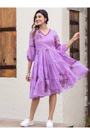 Ambraee V-Neck Floral Cotton Dress