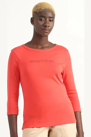 Benetton Brand Logo Embellished Cotton Top