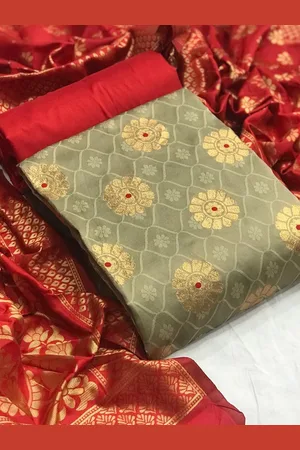 MORLY Woven Design Dupion Silk Unstitched Dress Material