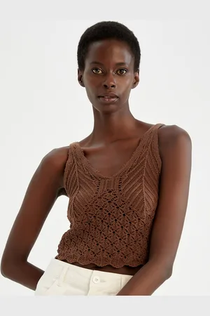 DeFacto Self Design V-Neck Top