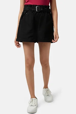 PEOPLE Women Black High-Rise Shorts