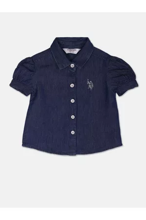 Ralph Lauren Girls Spread Collar Denim Cotton Casual Shirt