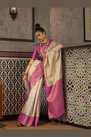 ELORA Ethnic Motif Woven Design Zari Kanjeevaram Saree