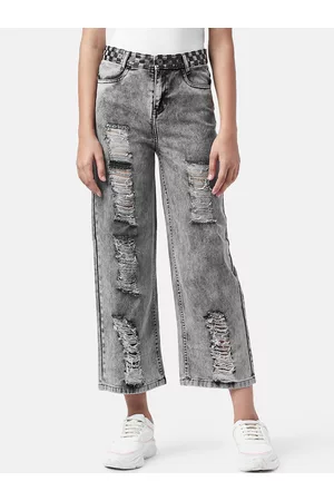 Pantaloons Girls Highly Distressed Heavy Fade Cotton Jeans