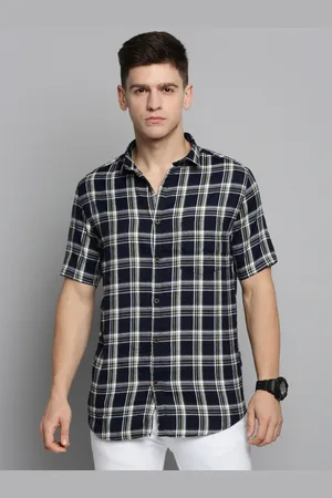 SHOWOFF Men Classic Fit Tartan Checks Twill Weave Cotton Casual Shirt