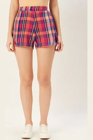 Sera Women High-Rise Checked Shorts