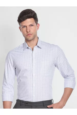Arrow Long Sleeves Patch Pocket Slim Fit Checked Cotton Formal Shirt