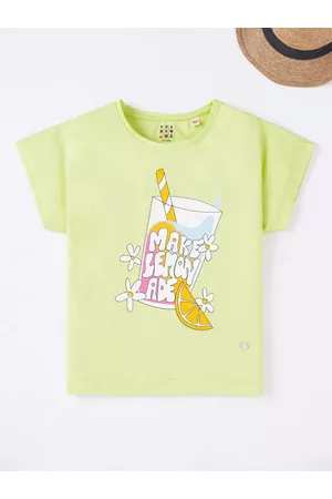 Ed-a-Mamma Girls Typography Printed Extended Sleeves Cotton T-shirt