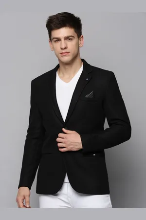 SHOWOFF Men Cotton Dobby Notched Lapel Open-Front Blazer
