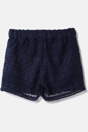 Benetton Girls Self Design Lace Cotton Shorts