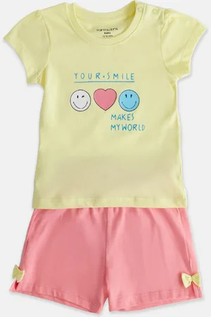Pantaloons Girls Printed Pure Cotton T-shirt With Shorts