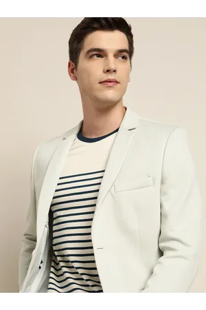 Invictus Men Off-White Slim Fit Self-Design Smart Casual Blazer