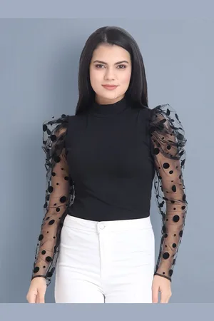 BuyNewTrend Women Black Lace Styled Back Top