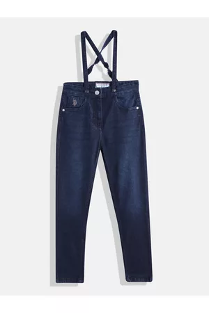 Ralph Lauren U S Polo Assn Kids Girls Stretchable Jeans with Suspenders