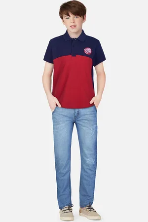 Gini and Jony Boys Colourblocked Polo Collar Cotton T-shirt