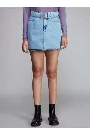 20Dresses Mini-Length Pure Cotton A-Line Denim Skirt
