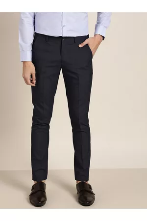 Buy INVICTUS Men Navy Blue Slim Fit Formal Trousers - Trousers for