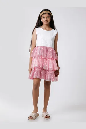 KATE & OSCAR Girls Round Neck Printed A-Line Dress