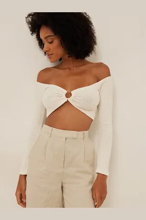 NA-KD Cut Out Off-Shoulder Crop Top
