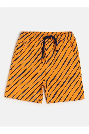 MINI KLUB Kids Boys Striped Mid Rise Pure Cotton Regular Shorts