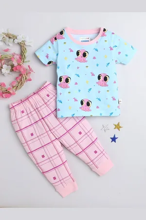 BUMZEE Girls Printed Pure Cotton T-shirt With Pyjama
