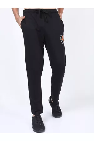 Ketch Men Black Tiger Graphic Printed Cotton Track Pants