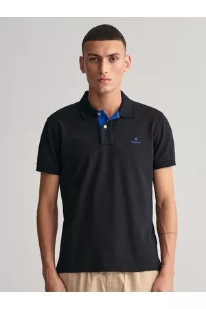 GANT Men Black Polo Collar Slim Fit T-shirt
