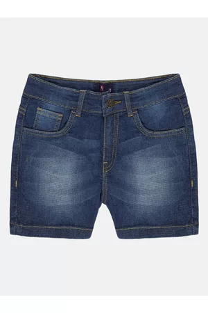 KiddoPanti Girls Mid Rise Washed Cotton Denim Shorts