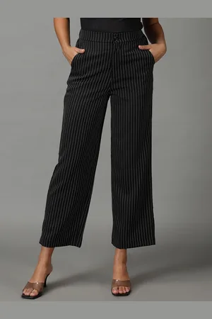 SHOWOFF Women Striped Relaxed Straight Fit Parallel Trousers