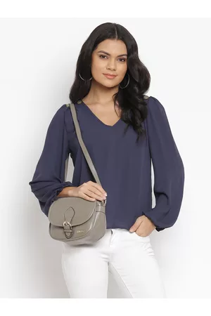 KLEIO Taupe Textured Structured Sling Bag
