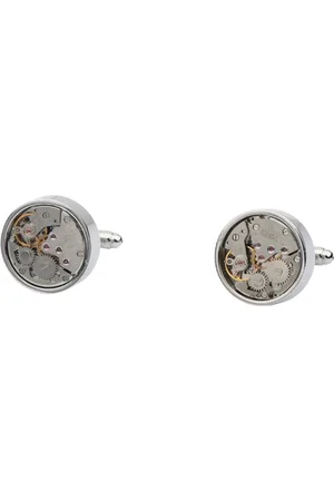 The Tie Hub Men Silver-Toned & Gold-Toned Geometric Cufflink