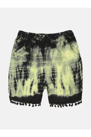 KiddoPanti Girls Tie & Dye Mid-Rise Regular Fit Shorts