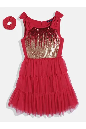 Allen Solly Girls Sequined Embellished Fit & Flare Party Dress