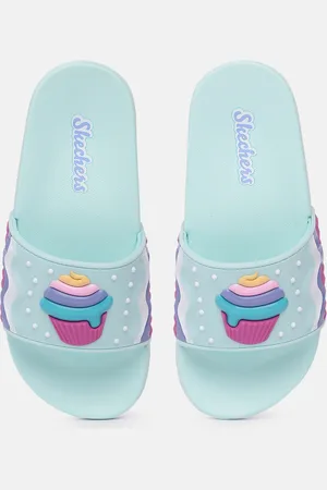 Skechers Girls Sea Green GAMBIX III - SWEET SLIDES Embellished Non-Marking Sliders