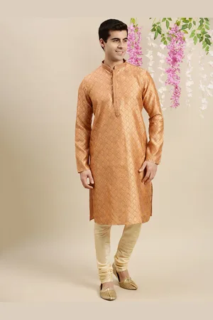 Sanwara Men Rust Patchwork Kurta with Pyjamas