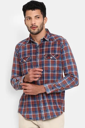 V-Mart Men Brown Tartan Checks Checked Casual Shirt