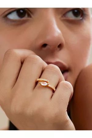 MINUTIAE Gold-Plated Crystal-Studded Adjustable Finger Ring
