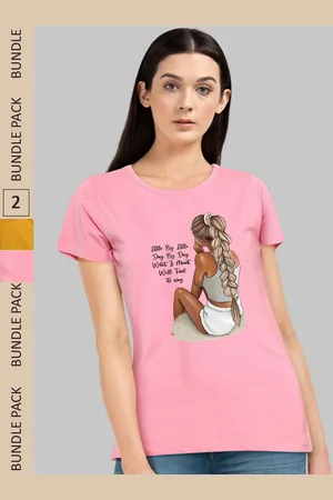 Chozi Pack Of 2 Round Neck Graphic Printed Running Cotton T-shirt