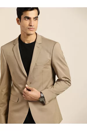 Invictus Men Beige Solid Regular Fit Casual Blazer