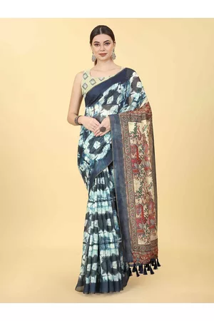 silk land Tie And Dyed Kalamkari Chanderi Cotton Digital Print Saree