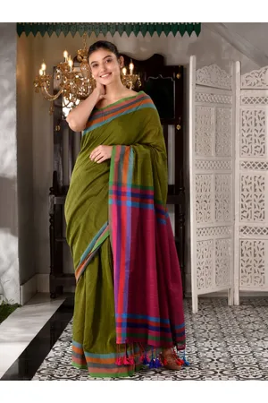 Charukriti Sarees : Buy Charukriti Green Woven Handloom Sarees Online |  Nykaa Fashion.