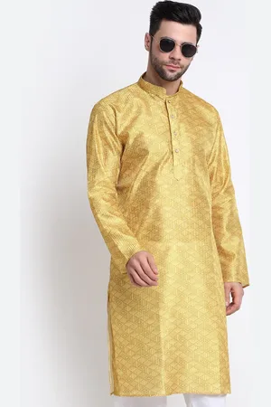 Kraft Geometric Printed Thread Work Silk Kurta