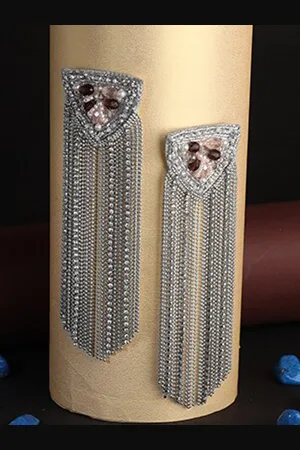 Adwitiya Collection Rhodium-Plated Geometric Drop Earrings